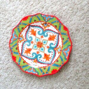 Handcrafted España Lifestyle Pasha Plate 11" Red/Green/Blue Microwave & Dishwash